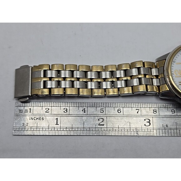 Mens Timex Perpetual Calendar Indiglo Two Tone Dress Quartz Date 50M New Battery - Picture 10 of 12